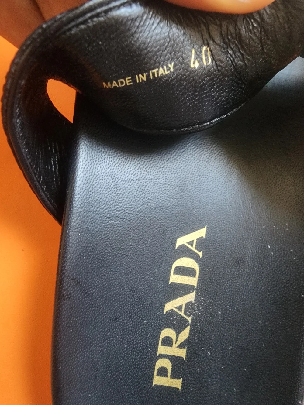 Prada Black Croc-Embossed Leather Slide Sandals with Gold Buckles